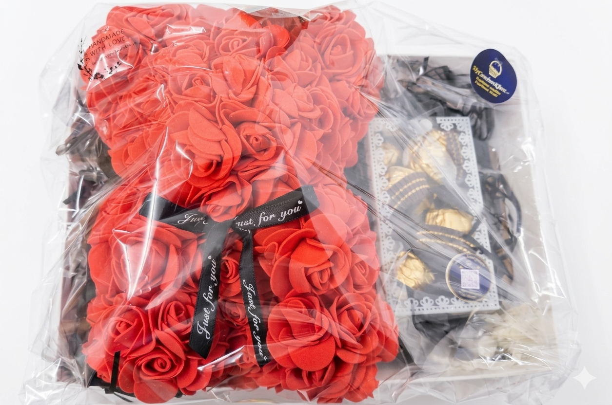 Ursinho de Rosas Artificiais - Presente Romântico|Rosenbär – Künstlicher Bär aus Rosen – Das perfekte Geschenk