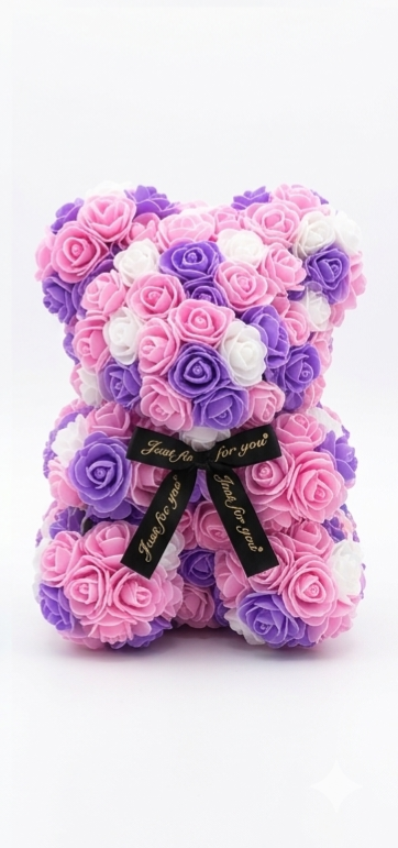 Mygeschenkbox Rainbow Rose Bear: Farbmix mit Glitzer & Duft | Urso de Rosas Mix: Edição Brilho e Aroma