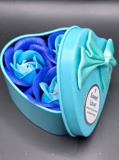 Caixa Presente Coração com Rosas de Cheiro