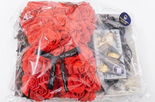 Ursinho de Rosas Artificiais - Presente Romântico|Rosenbär – Künstlicher Bär aus Rosen – Das perfekte Geschenk