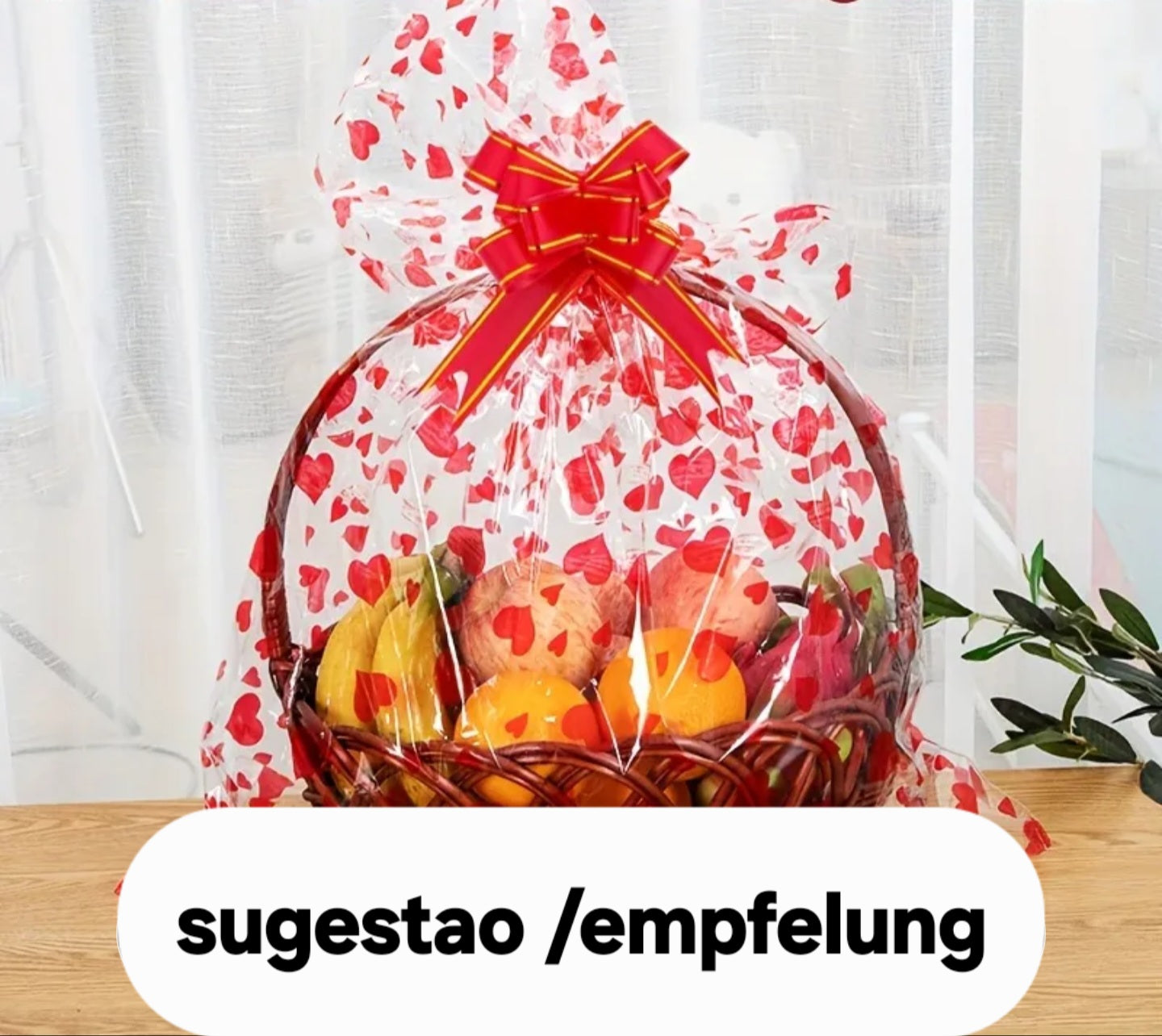 Kit de Embrulho Romântico – Saco de Corações (50cm) e Laço Vermelho💕Romantisches Verpackungs-Set – Herz-Beutel (50cm) & Rote Schleife