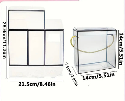 Caixa Acrílica Transparente com Alça de Corda – 21,5 x 14 x 7,5 cm 🎁Transparente Acryl-Geschenkbox mit Kordelgriff – 21,5 x 14 x 7,5 cm